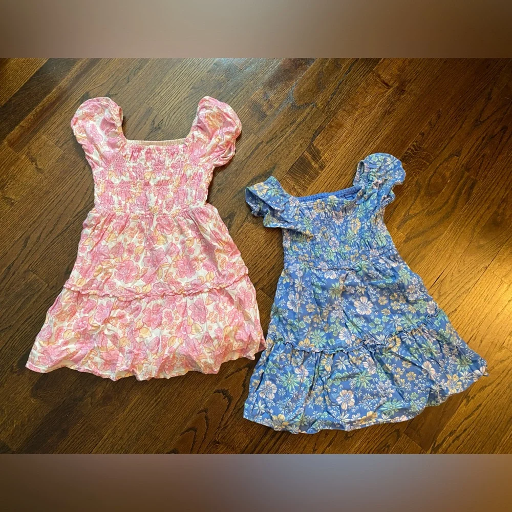 Jumping Beans- 2pc set Girls Pink Floral Smocked Sundress blue pink floral 4T